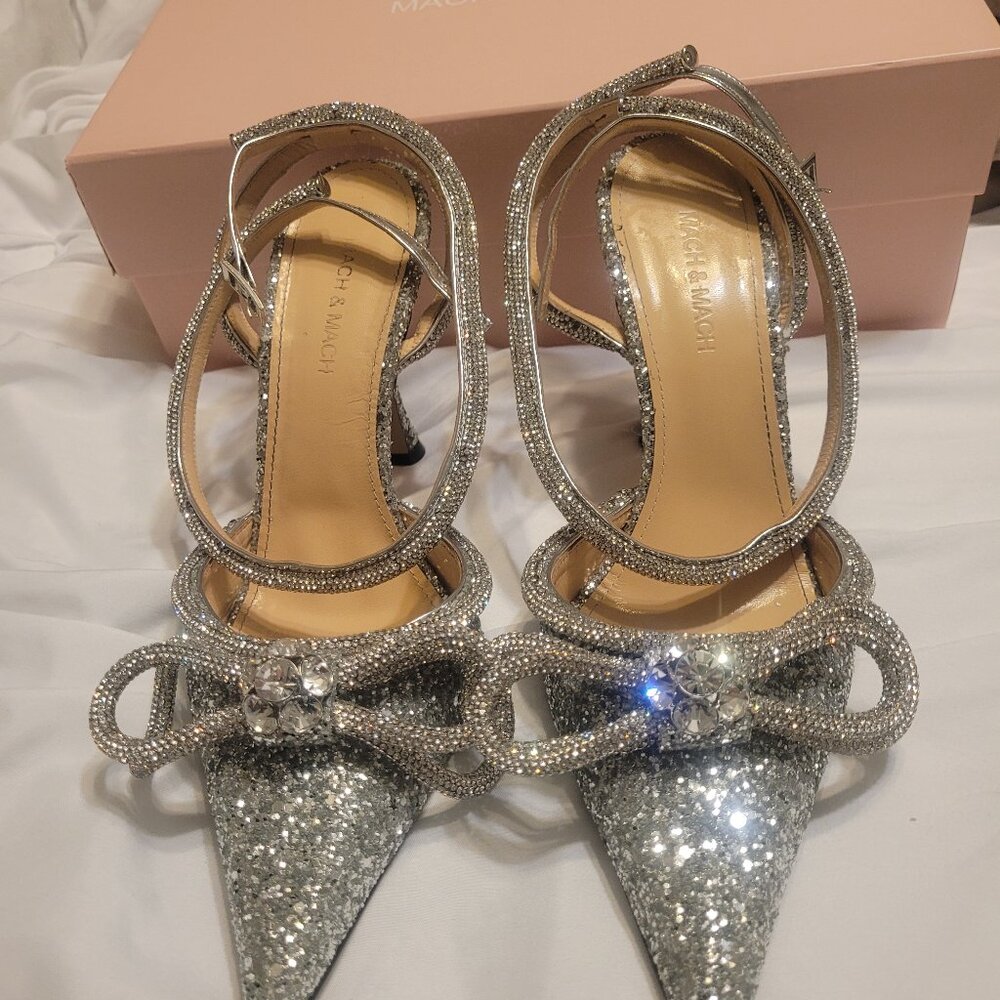 Mach & Mach rhinestone slingback heels.